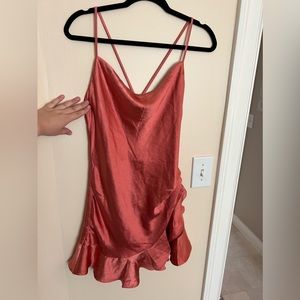 Selfie Leslie Angel Biba Rust Satin Romper Size L